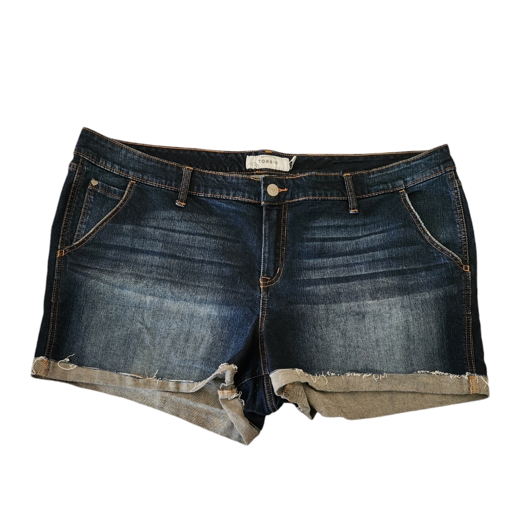 Torrid Raw Hem Cuffed Jean Shorts Size 24